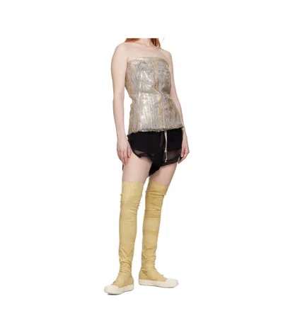 Rick Owens Drkshdw Drkshdw By Rick Owens High Sock Denim Sneaks Parchment And Milk In Yellow