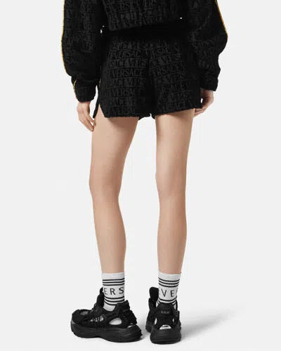 Versace I Heart Baroque Terry Cloth Shorts In Black