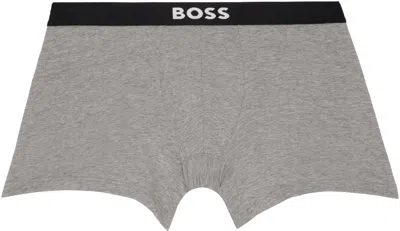 Hugo Boss Three-pack White & Black Logo-waistband Boxer Briefs In Multi
