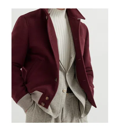 Brunello Cucinelli Button-up Wool-blend Jacket In Red
