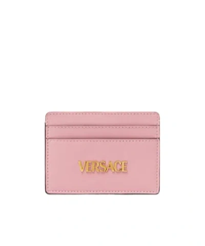 Versace Logo Card Holder In Pink