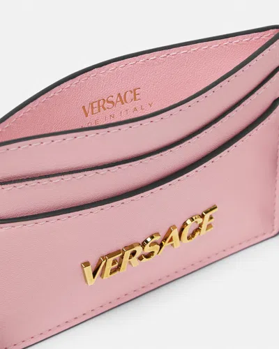 Versace Logo Card Holder In Pink
