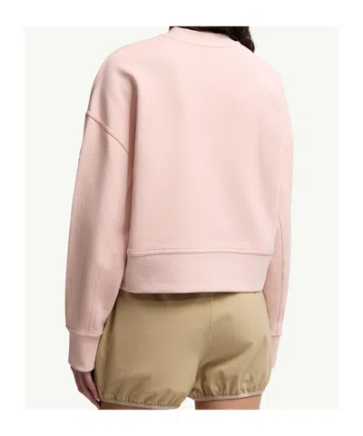 Moncler Embroidered Cotton Sweatshirt In Pink