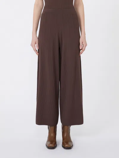 Weekend Max Mara Viscose Yarn Trousers In Brown