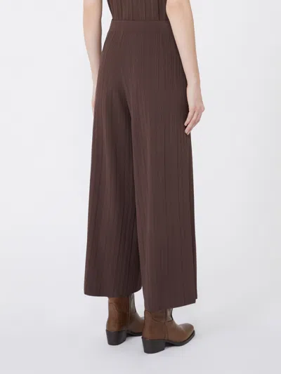 Weekend Max Mara Viscose Yarn Trousers In Brown