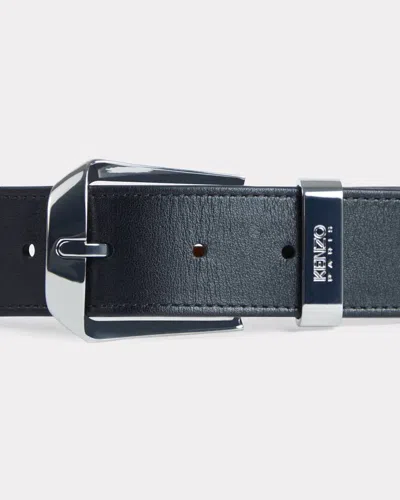 Kenzo ' Buckle' Belt In Leather In Blue