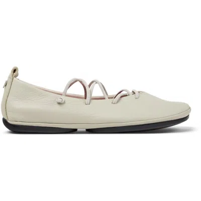 Camper Right Nina Lace-up Leather Ballet Flats In Neutral