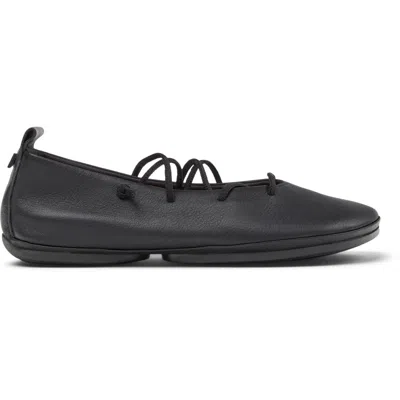 Camper Lace-up Leather Flats In Black