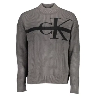 Calvin Klein Elegant Gray Turtleneck With Sleek Embroidery