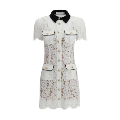 Self-portrait Delicate Lace Dress With Structured Pockets In White