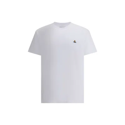 Vivienne Westwood White Crewneck T-shirt With Orb Logo Detail On The Front In Cotton Woman In White