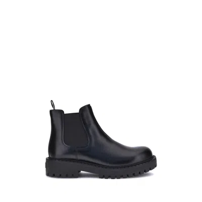 Prada Elastic-gusset Leather Boots In Black