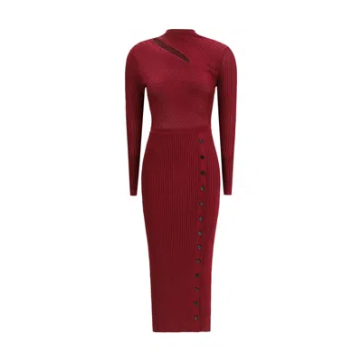 Self-portrait Midi Dress With Cut-out In Red