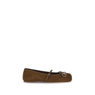 Gucci Beige Ballet Shoes With Horsebit And Bow Detail In Gg Canvas Woman