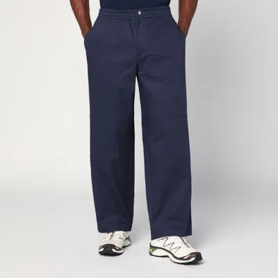 Moncler X Gilga Farm By Donald Glover Blue Trousers In Cotton Gabardine