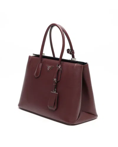 Prada Saffiano Turnlock Twin Tote Bag