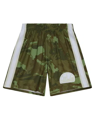 Mitchell & Ness Men's Camo Seattle Supersonics 1984-85 Hardwood Classics Ghost Green Swingman Shorts