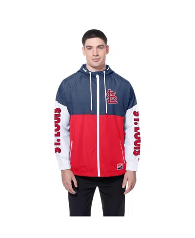 New Era Men's Red/navy St. Louis Cardinals Color Block Full-zip Hoodie Windbreaker In Red
