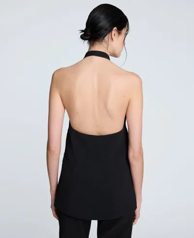 Kenneth Cole Women's Luxe Twill Three-button Halter Vest