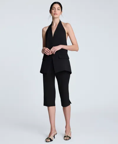 Kenneth Cole Women's Luxe Twill Three-button Halter Vest