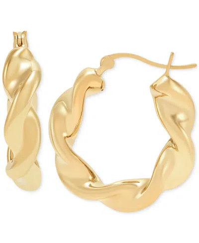 Macy's Polished Twisted Small Hoop Earrings In 14k Gold, 0.87"