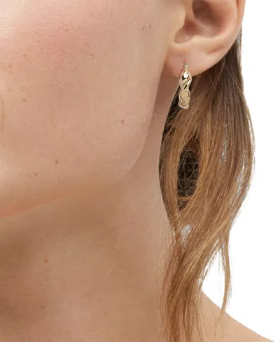 Macy's Polished Twisted Small Hoop Earrings In 14k Gold, 0.87"