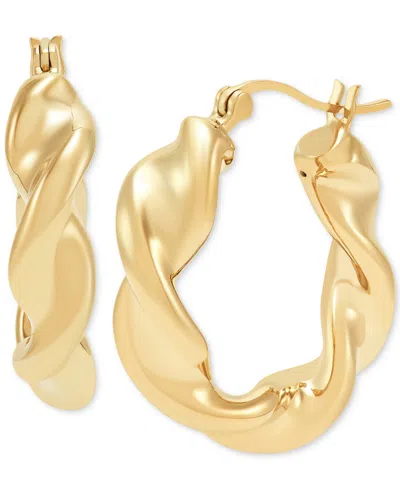 Macy's Polished Twisted Small Hoop Earrings In 14k Gold, 0.87"