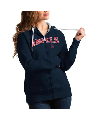 Antigua Women's Navy Los Angeles Angels Team Logo Victory Full-zip Hoodie