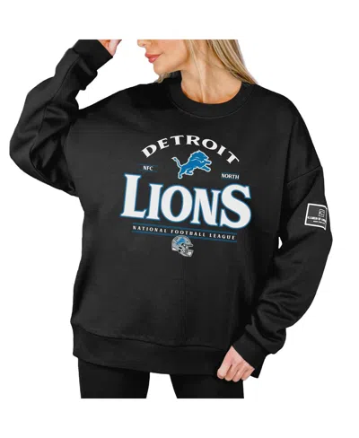 Gameday Couture Women's Black Detroit Lions Oversized Players Only Black Label Pullover Sweatshirt