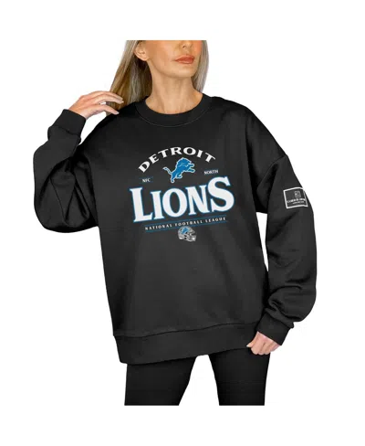 Gameday Couture Women's Black Detroit Lions Oversized Players Only Black Label Pullover Sweatshirt