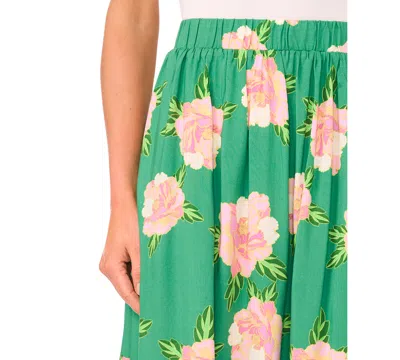 Cece Women's Floral Pull-on Midi Circle Skirt In Green