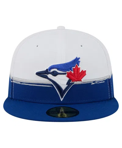 New Era Men's Blue/white Toronto Blue Jays Paint Stroke 59fifty Fitted Hat