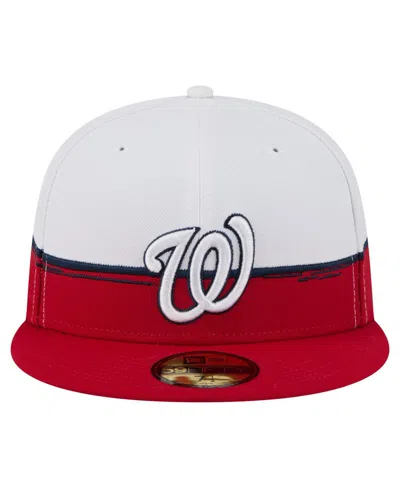 New Era Men's Red/white Washington Nationals Paint Stroke 59fifty Fitted Hat