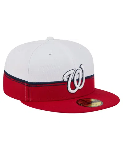 New Era Men's Red/white Washington Nationals Paint Stroke 59fifty Fitted Hat