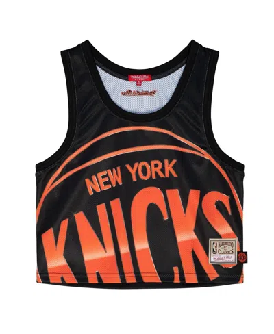 Mitchell & Ness Women's Black New York Knicks Hardwood Classics Big Face 4.0 Cropped Tank Top