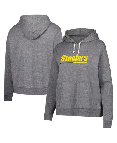 Nike Women's Heather Charcoal Pittsburgh Steelers Vintage Pullover Hoodie In Gray