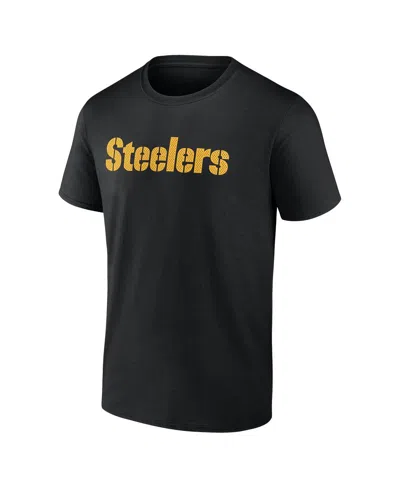 Fanatics Men's Black Pittsburgh Steelers Big Tall Number One Dad T-shirt In Black