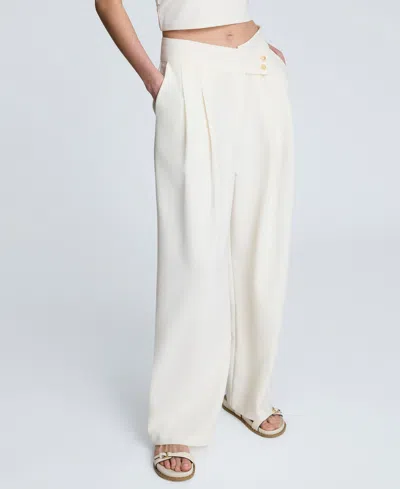Kenneth Cole Womens Luxe Twill Triple Pocket Vest Crisscross Front Pleated Wide Leg Pants