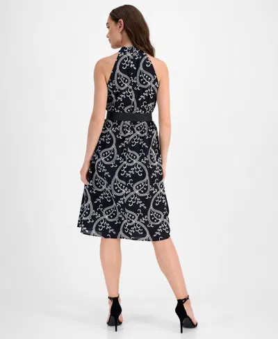 Anne Klein Women's Halter Neck Belted Midi Dress
