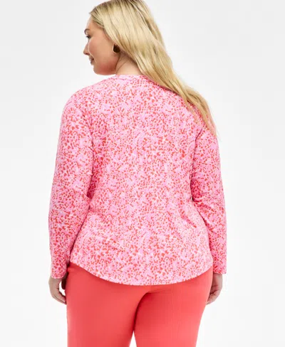 Inc International Concepts Inc Plus Size Printed Split-neck Top, Exclusively At Macy's