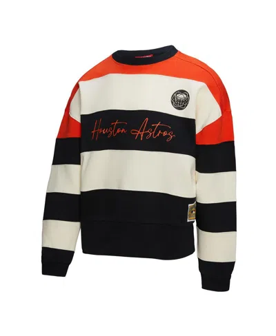 Mitchell & Ness Women's Orange/black Houston Astros Cooperstown Collection Blocked Fleece Pullover Sweatshirt