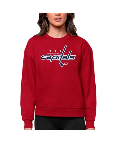 Antigua Women's Red Washington Capitals Primary Logo Team Logo Victory Crewneck Pullover Sweatshirt