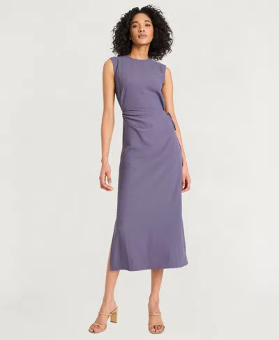 Luxely Side Tie Sleeveless Dress In Purple