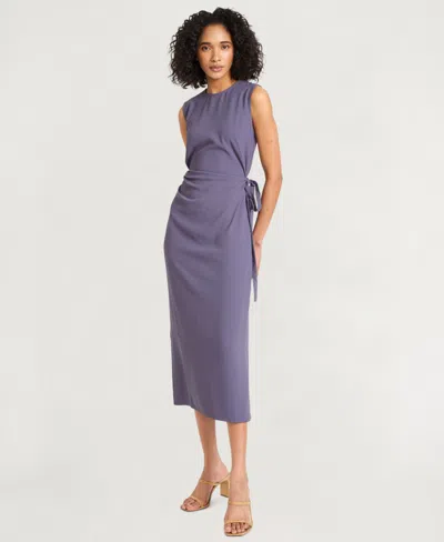 Luxely Side Tie Sleeveless Dress In Purple