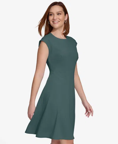 Calvin Klein Women's Short-sleeve A-line Dress In Green