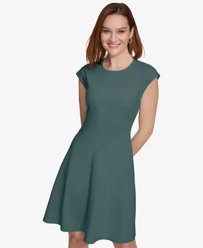 Calvin Klein Women's Short-sleeve A-line Dress In Green