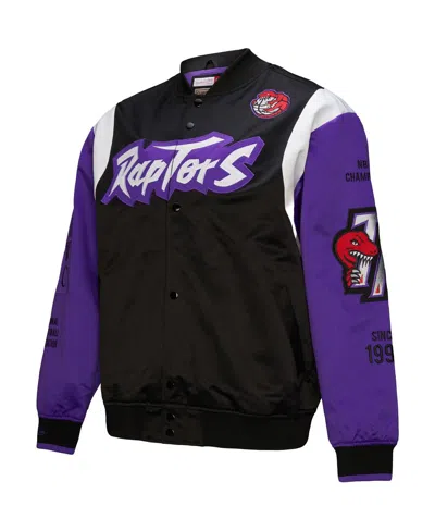 Mitchell & Ness Men's And Women's Black Toronto Raptors Vintage Team Origins Satin Full-snap Jacket In Purple