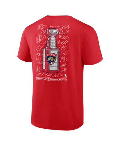 Fanatics Men's Athletic Red Florida Panthers 2025 Stanley Cup Champions Signature Roster T-shirt
