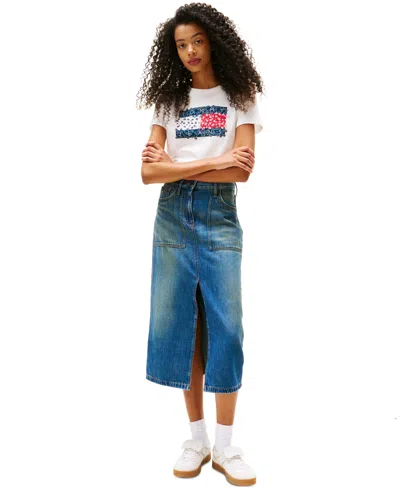Tommy Jeans Women's Cotton Floral-flag Graphic T-shirt