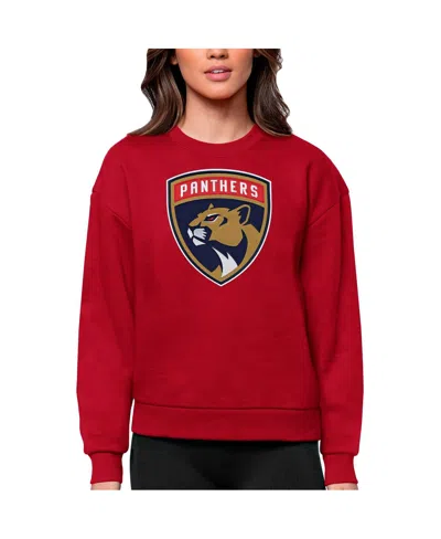 Antigua Women's Red Florida Panthers Primary Logo Team Logo Victory Crewneck Pullover Sweatshirt In Red